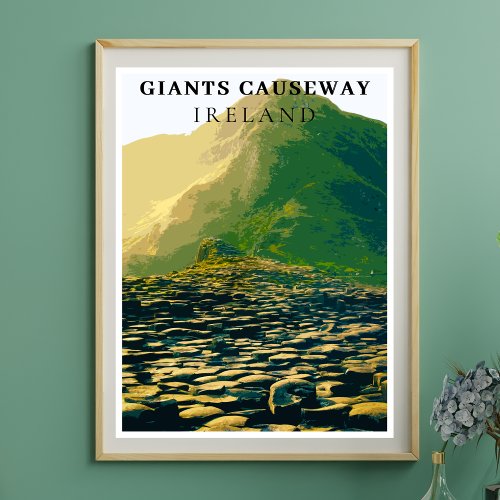 Giants Causeway Antrim Ireland Retro Style  Poster