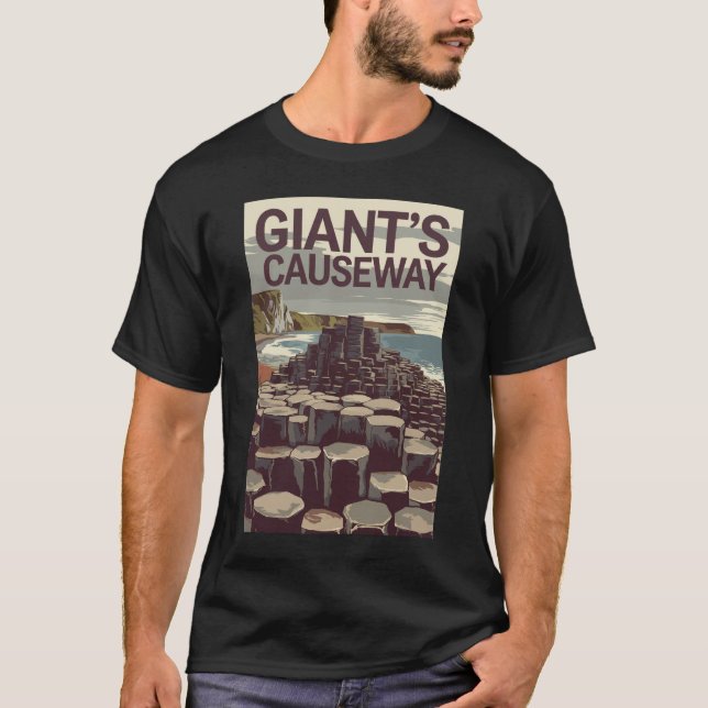 Giant's Causeway Ireland Illustration Travel Art T-Shirt (Front)