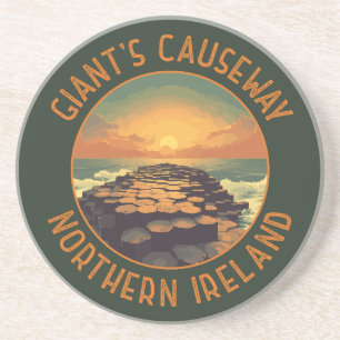 Giant's Causeway Ireland Retro Distressed Circle Coaster