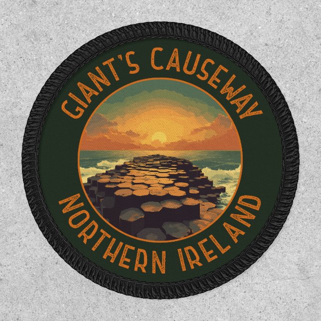 Giant's Causeway Ireland Retro Distressed Circle Patch (Front)