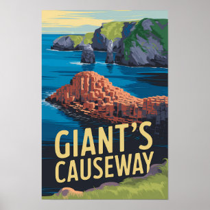 Giant's Causeway Ireland Travel Art Vintage Poster