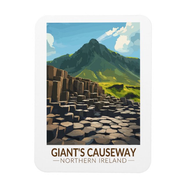 Giant's Causeway Northern Ireland Illustration Magnet (Vertical)