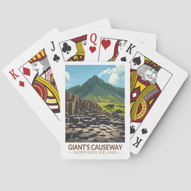 Giant's Causeway Northern Ireland Illustration Poker Cards (Back)