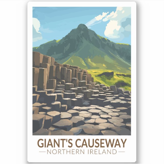 Giant's Causeway Northern Ireland Illustration Sticker (Front)
