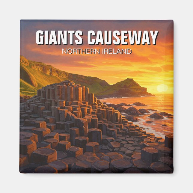 Giants Causeway Northern Ireland Travel Sunset Magnet (Front)