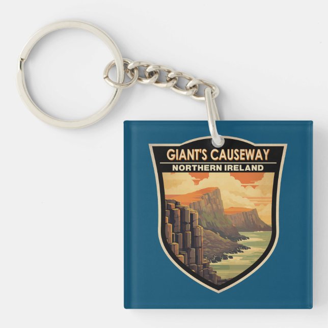 Giants Causeway Northern Ireland Travel Vintage Keychain (Front)