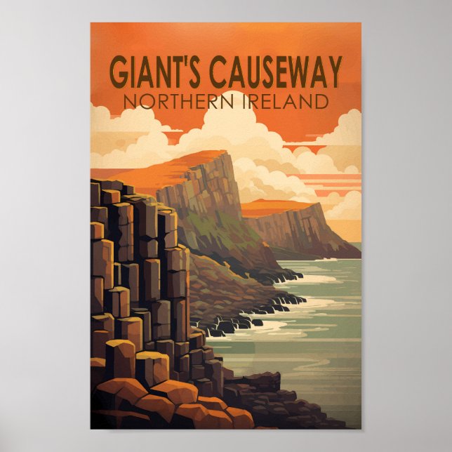 Giants Causeway Northern Ireland Travel Vintage Poster (Front)