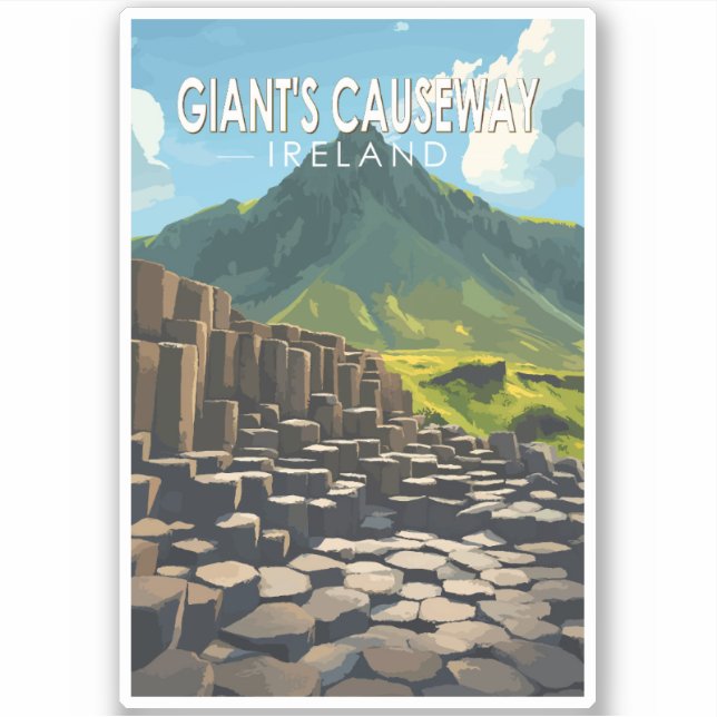 Giant's Causeway Travel Art Vintage Sticker (Front)
