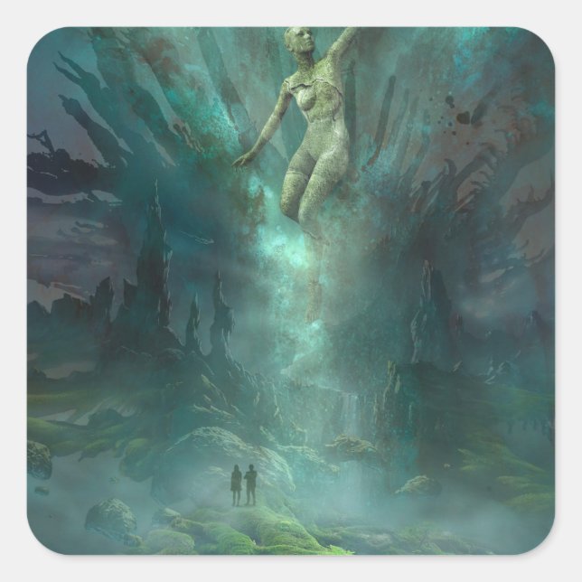 Giants in an alien dystopia square sticker (Front)