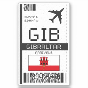 GIB Gibraltar Boarding Pass - Airport Travel Sticker