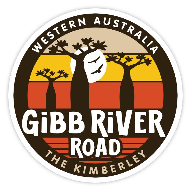 Gibb River Road, Western Australia Sticker (Gibb River Road, The Kimberley, Western Australia Retro Round Sticker)