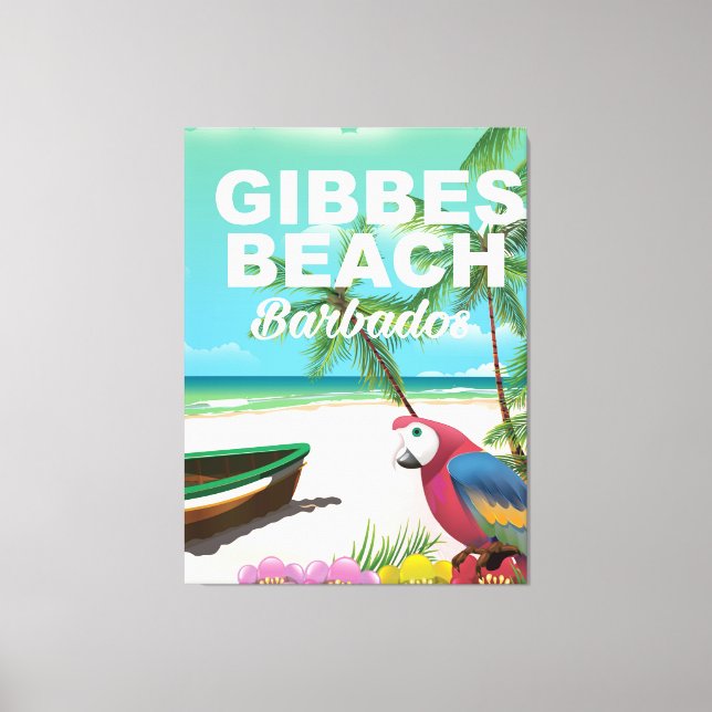 Gibbes Beach Barbados vacation poster Canvas Print (Front)