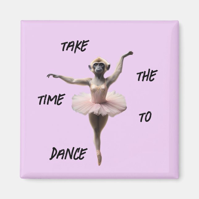 Gibbon Ballet Dancer In A Tutu, Magnet (Front)