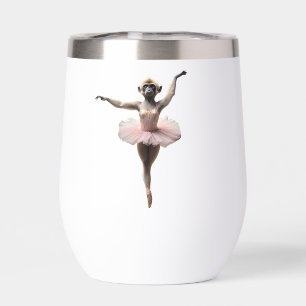 Gibbon Ballet Dancer In A Tutu, Thermal Wine Tumbler