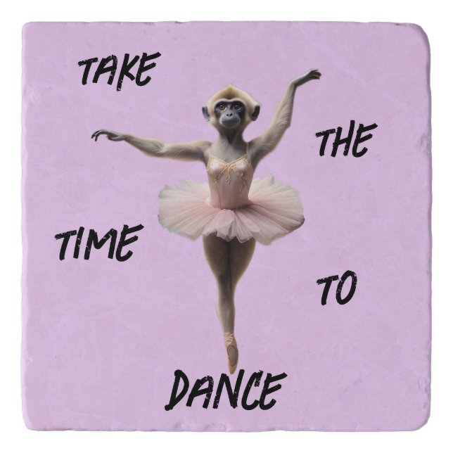 Gibbon Ballet Dancer In A Tutu, Trivet (Front)