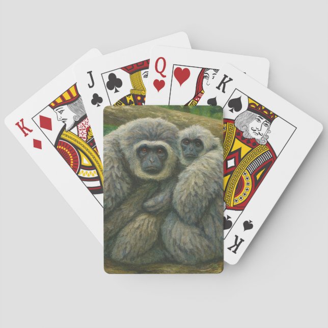 Gibbon Companions – Emotional Wildlife Portrait Poker Cards (Back)
