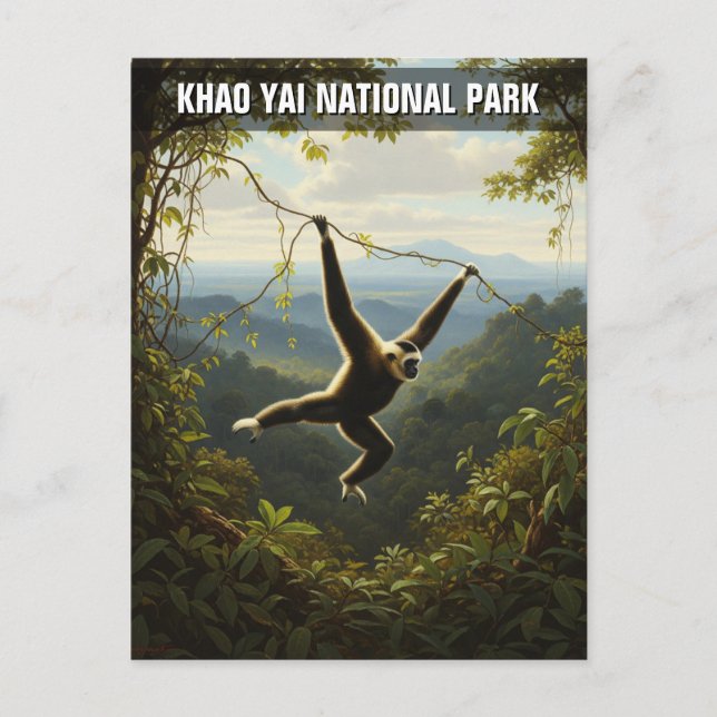 Gibbon in Khao Yai National Park Thailand Postcard (Front)