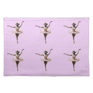 Gibbon Monkey Ballet Dancer In A Tutu, Cloth Placemat