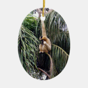 Gibbon Monkey Just Hanging Around, Ceramic Ornament