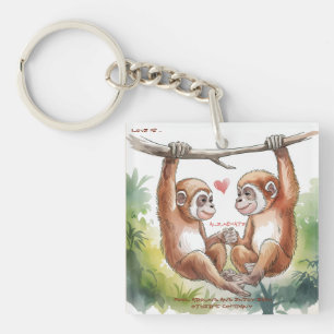 Gibbon Valentines Keychain
