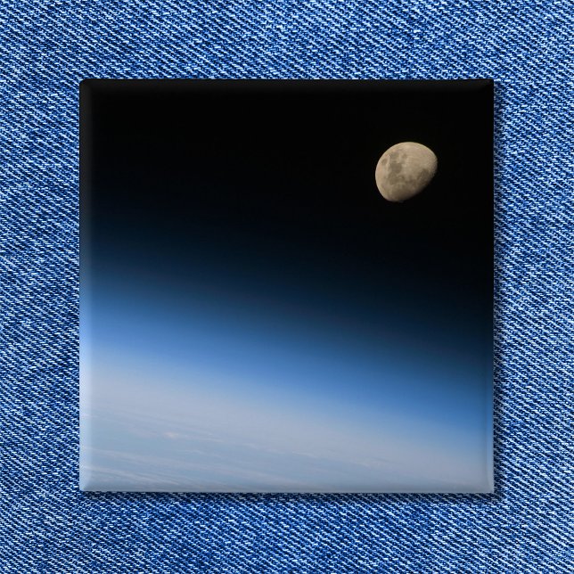 Gibbous Moon from Orbit Space Photo Button (Gibbous Moon from Orbit Button)
