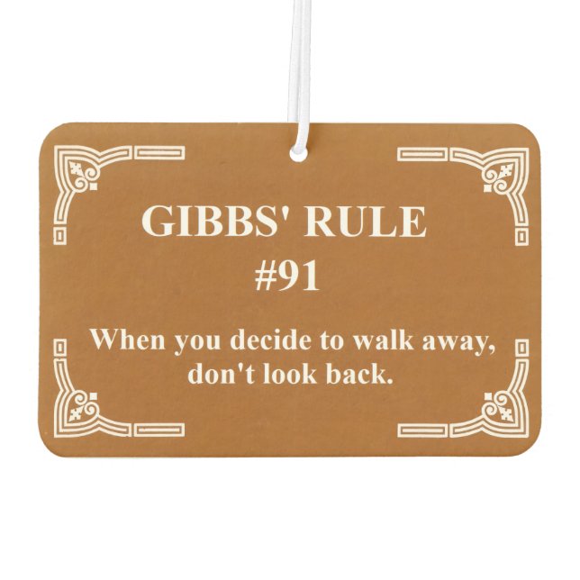 Gibbs' rule 91 air freshener (Back)