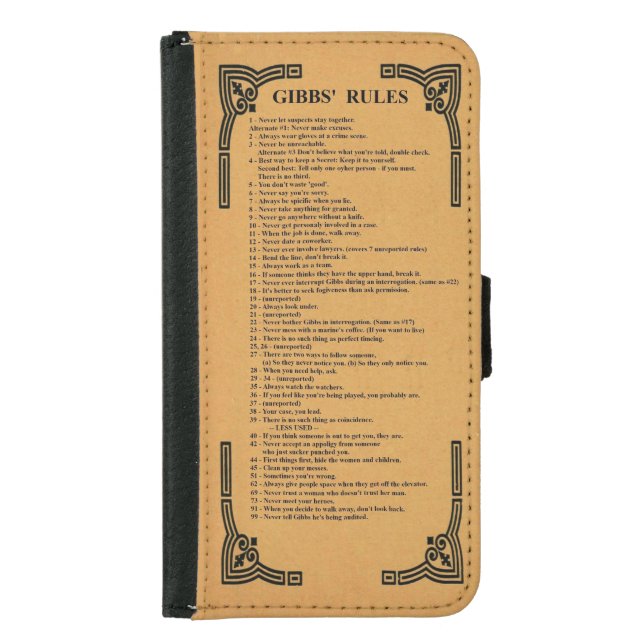 Gibbs' rules samsung galaxy wallet case (Front)