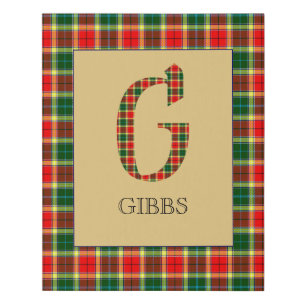 Gibbs Tartan Monogram G Faux Canvas Print