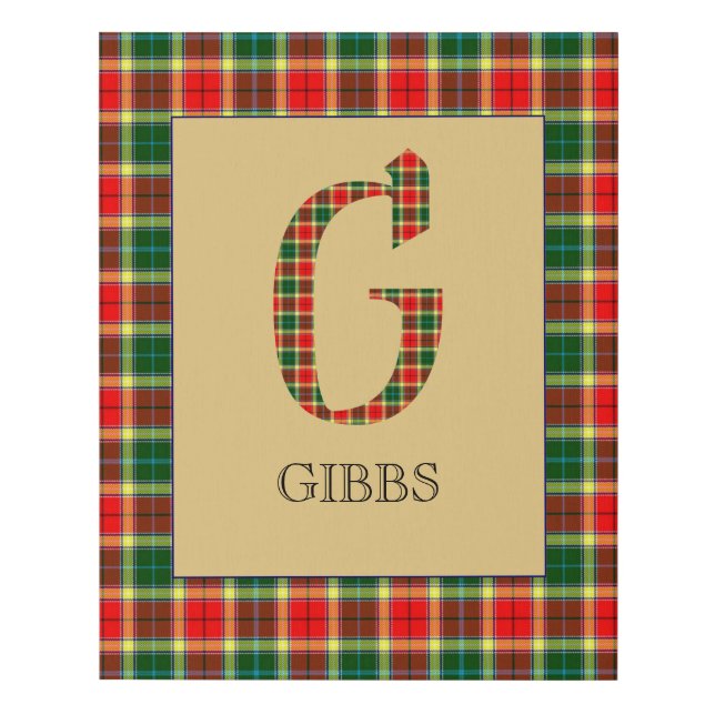 Gibbs Tartan Monogram G  Faux Canvas Print (Front)
