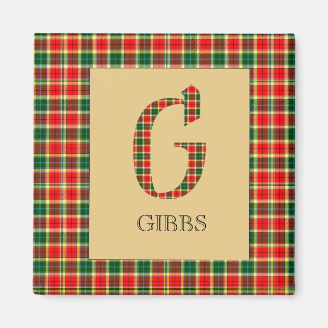Gibbs Tartan Monogram G Magnet (Front)