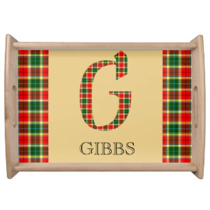 Gibbs Tartan Monogram G Serving Tray