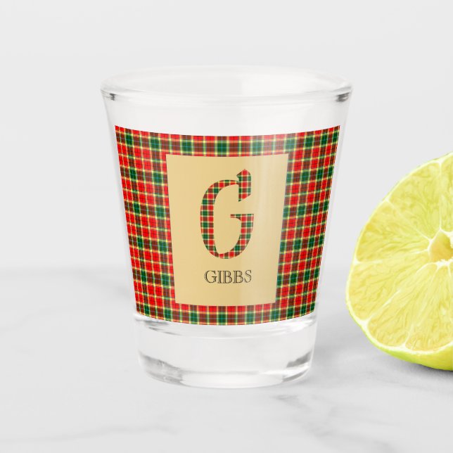 Gibbs Tartan Monogram G   Shot Glass (Front)