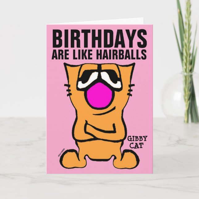 GIBBY CAT FUNNY BIRTHDAY GREETING CARDS (Front)