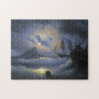 Gibraltar by Night Ivan Aivasovsky seascape waters Puzzle