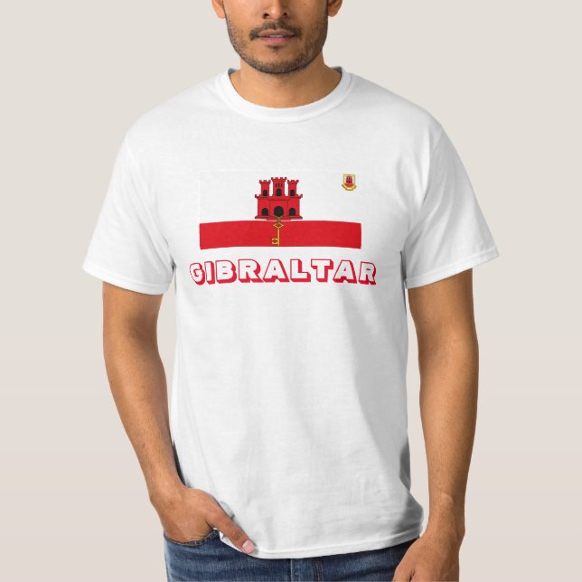 Gibraltar Flag And  Crest T-Shirt (Front)