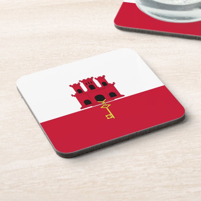 Gibraltar flag beverage coaster (Left Side)