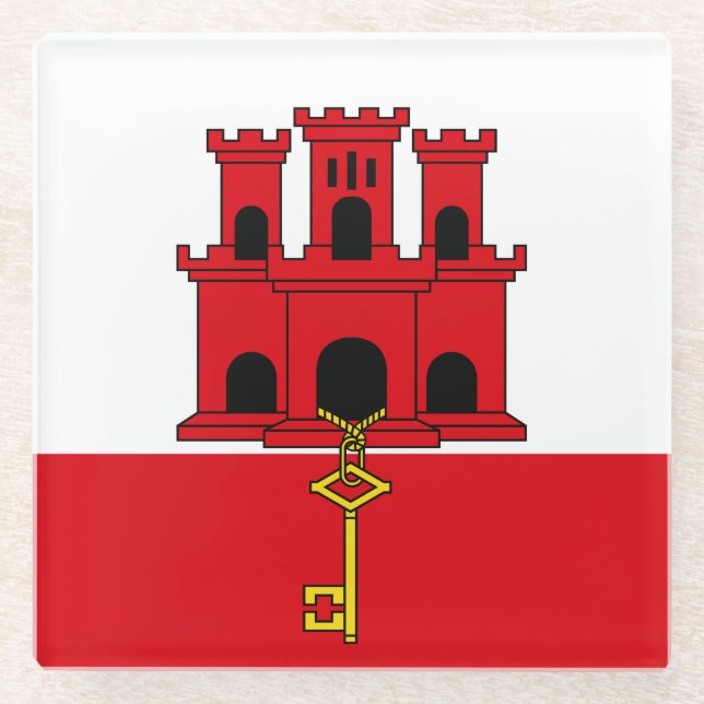Gibraltar Flag Glass Coaster (Front)