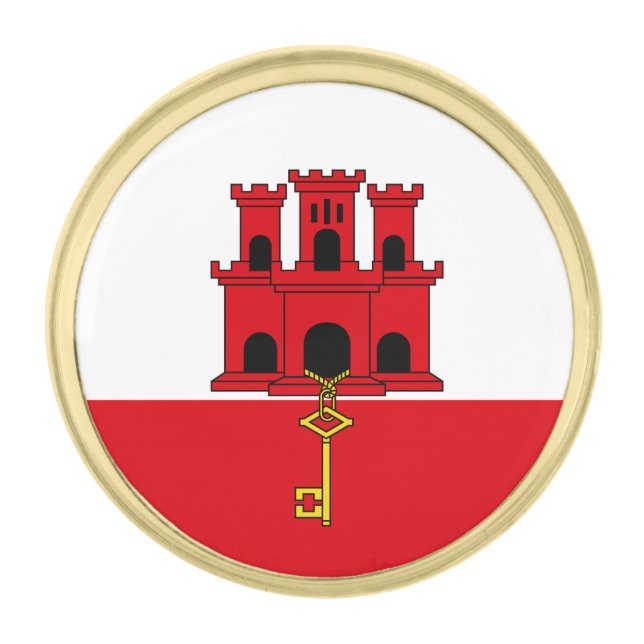Gibraltar Flag Gold Finish Lapel Pin (Front)