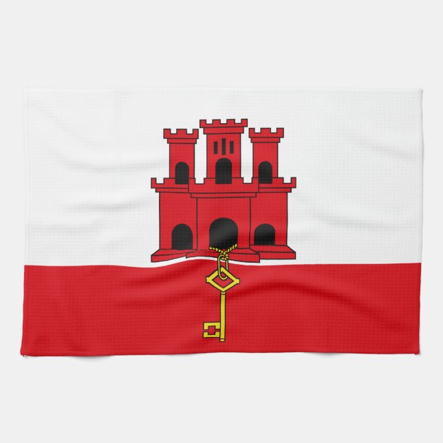 Gibraltar Flag Kitchen Towel (Horizontal)