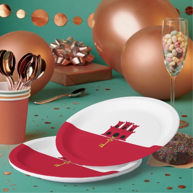 Gibraltar flag paper plates (Multi)