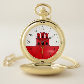 Gibraltar Flag Pocket Watch by topdivertntrend at Zazzle