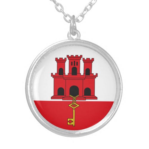 Gibraltar Flag Silver Plated Necklace