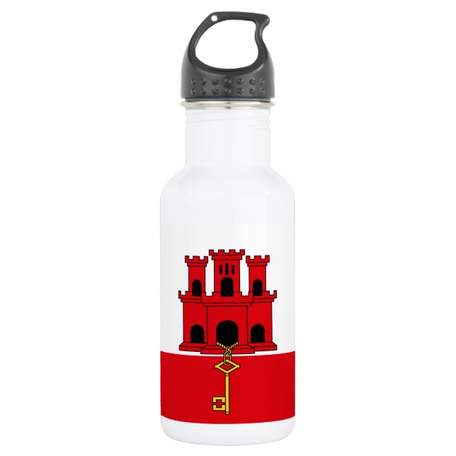 Gibraltar Flag Stainless Steel Water Bottle (Front)