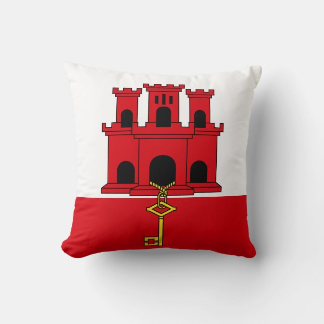 Gibraltar Flag Throw Pillow (Front)