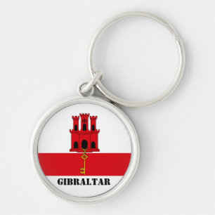 Gibraltar Flag with text Gibraltar Magnet Keychain