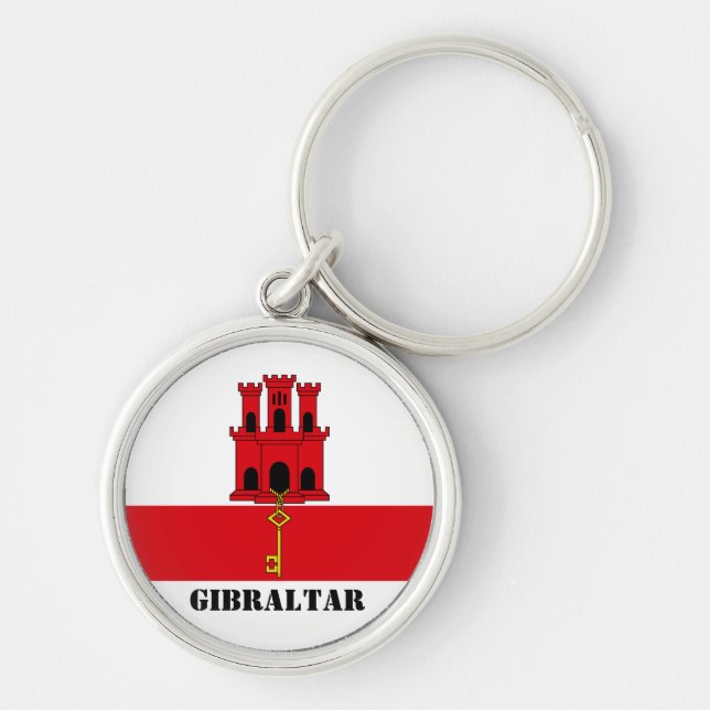 Gibraltar Flag with text Gibraltar Magnet Keychain (Front)