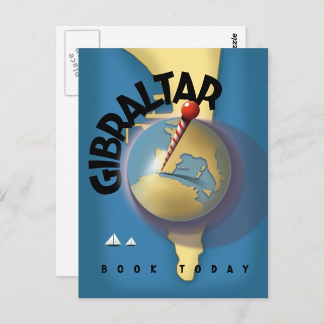 Gibraltar travel poster postcard (Front/Back)