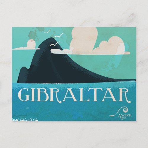 Gibraltar vintage travel poster postcard