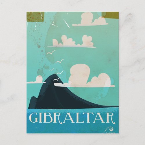 Gibraltar vintage travel poster postcard