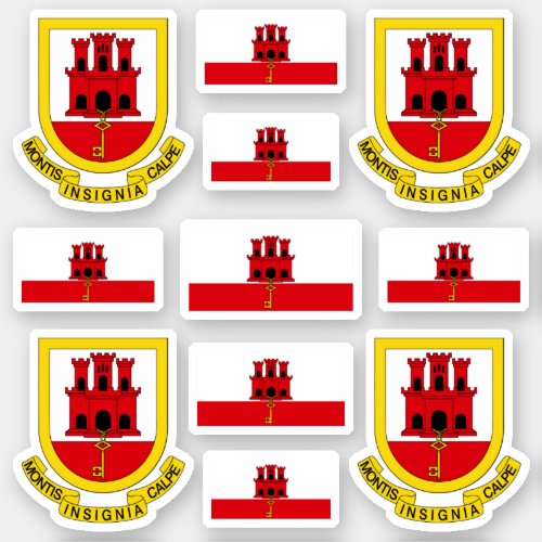 Gibraltarian symbols  coat of arms and flag sticker